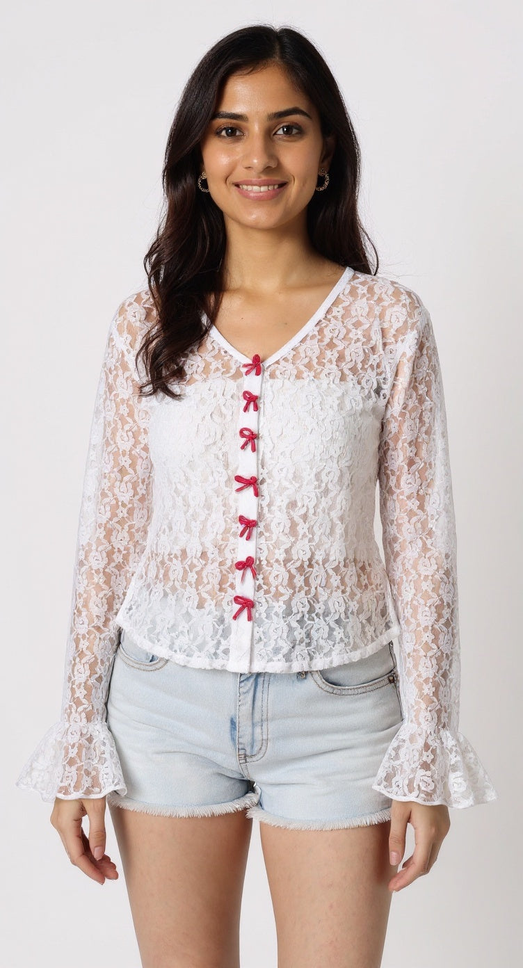 Snow white lace shirt