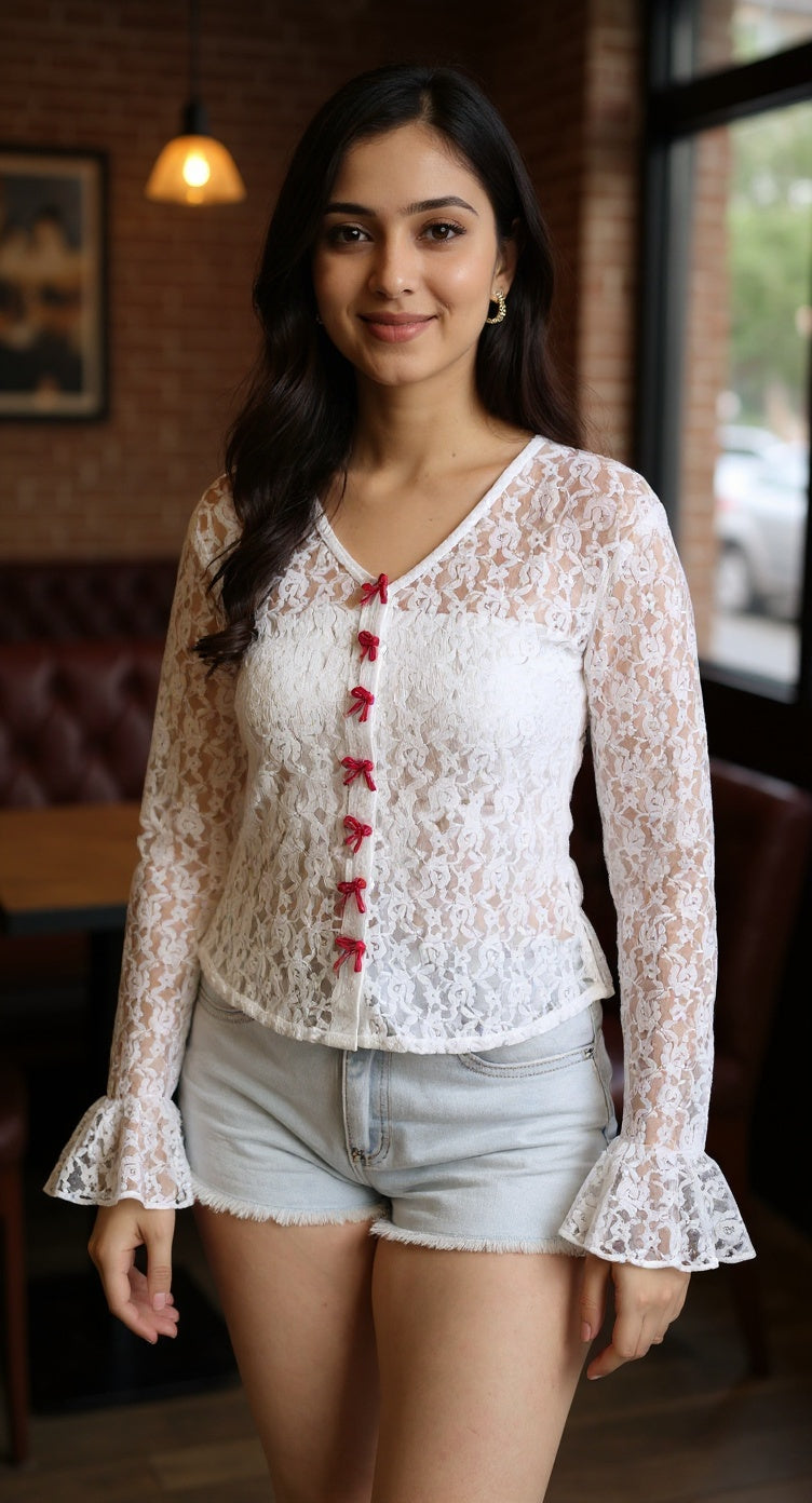 Snow white lace shirt