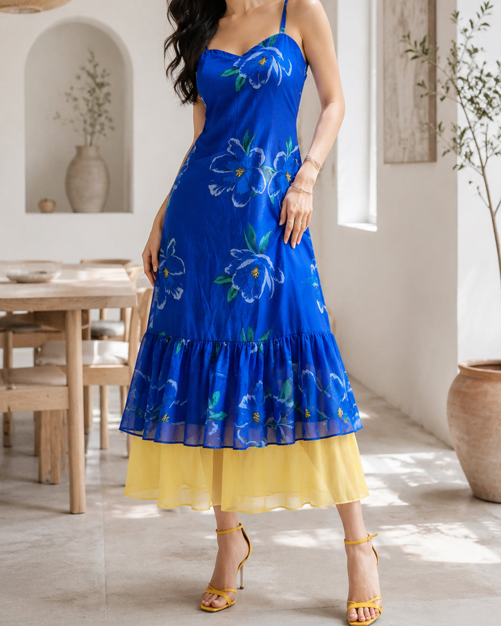 Azure Bloom Layered Dress Set