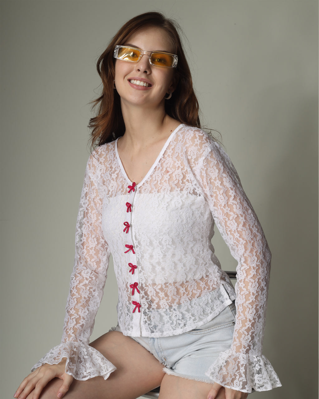Snow white lace shirt
